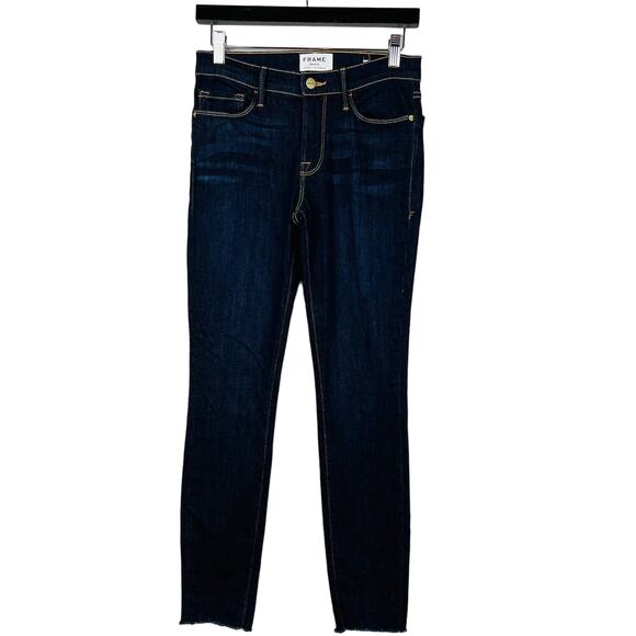 Frame Le Skinny de Jeanne Jeans Denim Blue Dark Wash - 27 - Picture 1 of 3